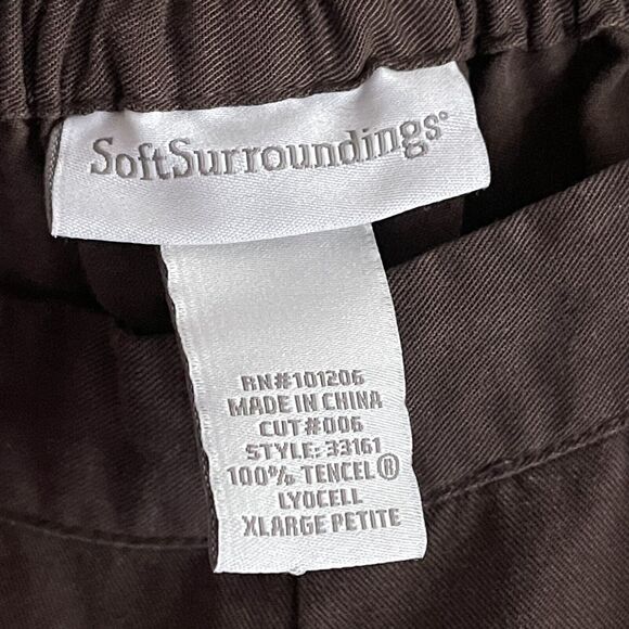 Soft Surroundings XLP Brown Pull On Pants Womens Straight Leg Nice Flowy Pockets - Picture 12 of 12